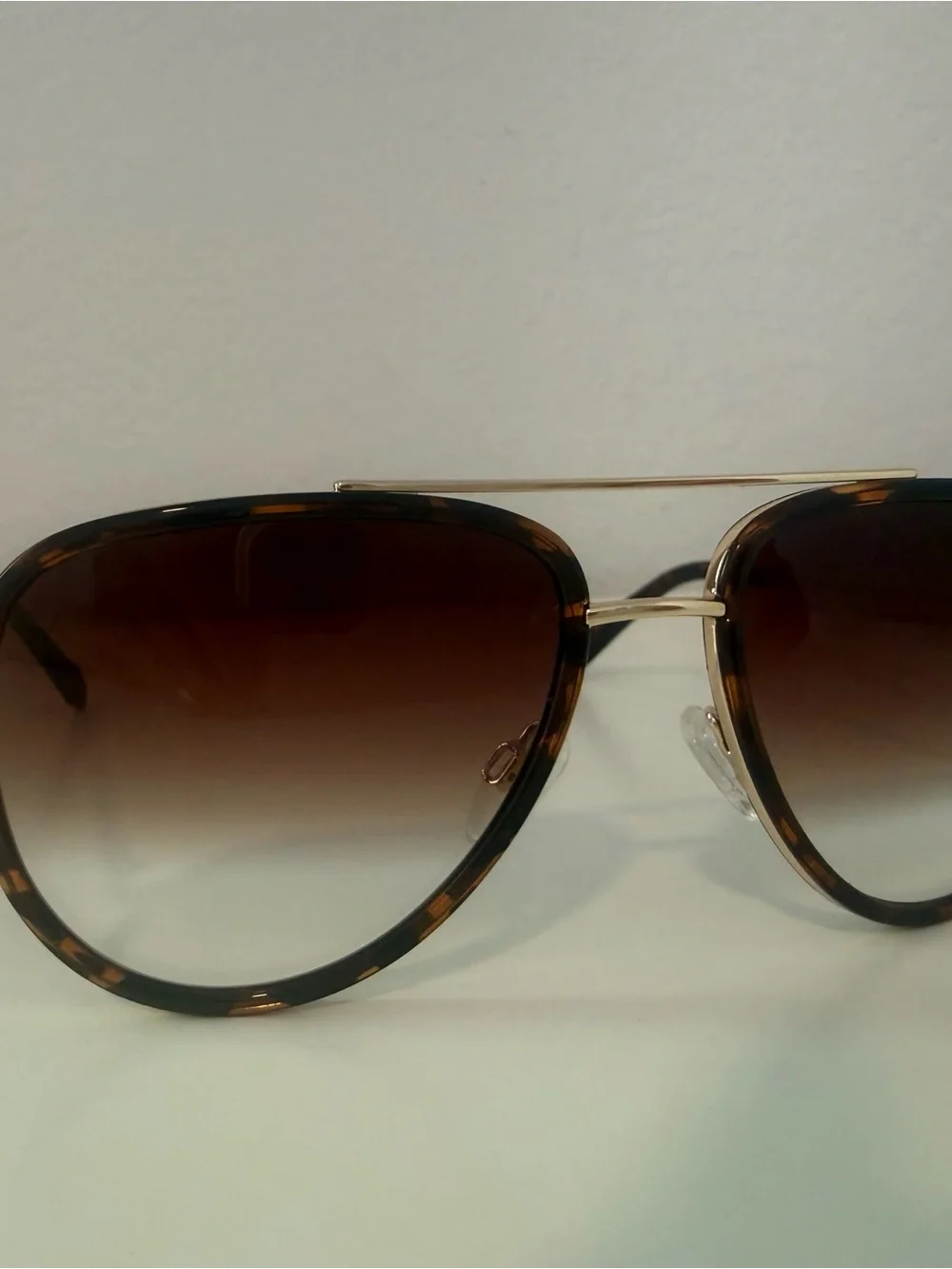 QUAY Tortoiseshell and Gold Aviator Sunglasses - Brown Lenses